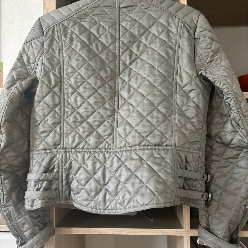 Nwot Burberry gray moto biker  Quilted Jacket Medium women - Picture 6 of 11